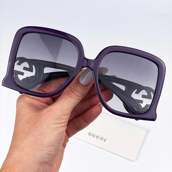 Gucci GG1326S 003 Sunglasses Violet Grey Gradient Oversized Square Women - Picture 3 of 14